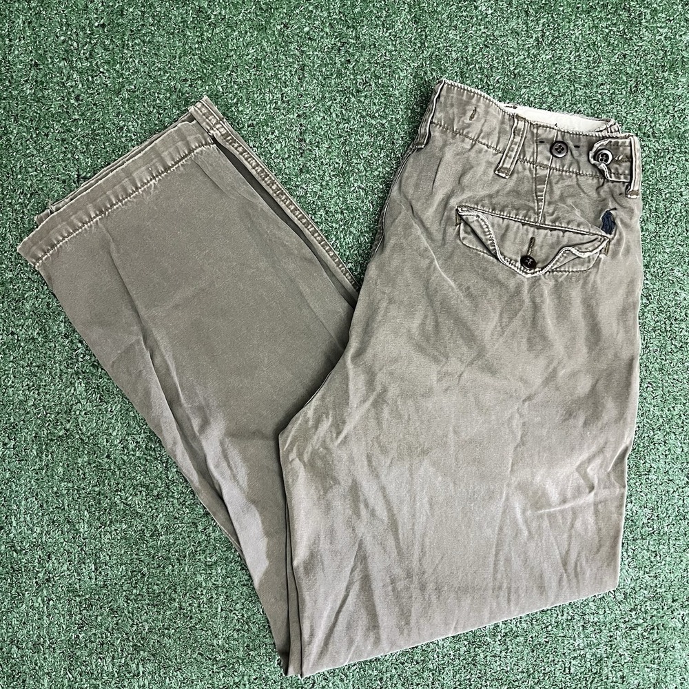 Vintage Polo Ralph Lauren Pants Mens 31x30 Green Chino Officer Trousers Military